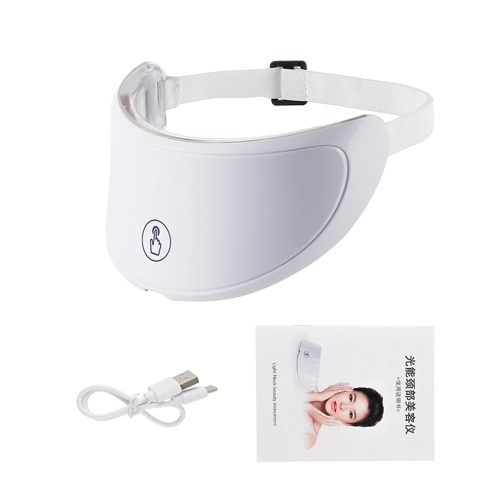 Appareil de beauté pour le visage et le cou, masque facial LED, masque photon pour le cou avec 7 couleurs, masseur de soins de la peau