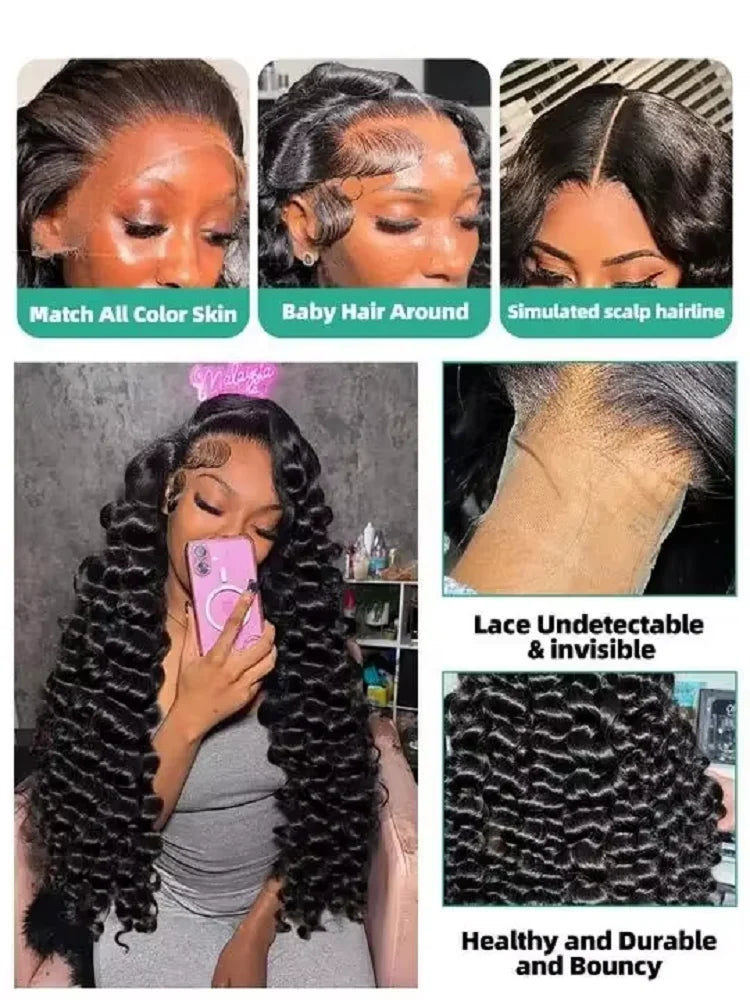 Perruque Body Wave Lâche 30 40 Pouces 13x6 HD Lace Front Noire Cambodgienne 100% Cheveux Humains Perruque Deep Wave Sans Colle 7x5 Closure Demi-Perruque