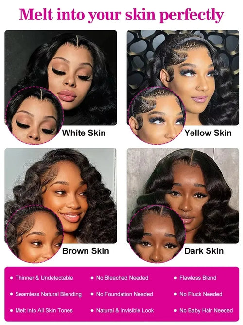 Perruque Body Wave Lâche 30 40 Pouces 13x6 HD Lace Front Noire Cambodgienne 100% Cheveux Humains Perruque Deep Wave Sans Colle 7x5 Closure Demi-Perruque